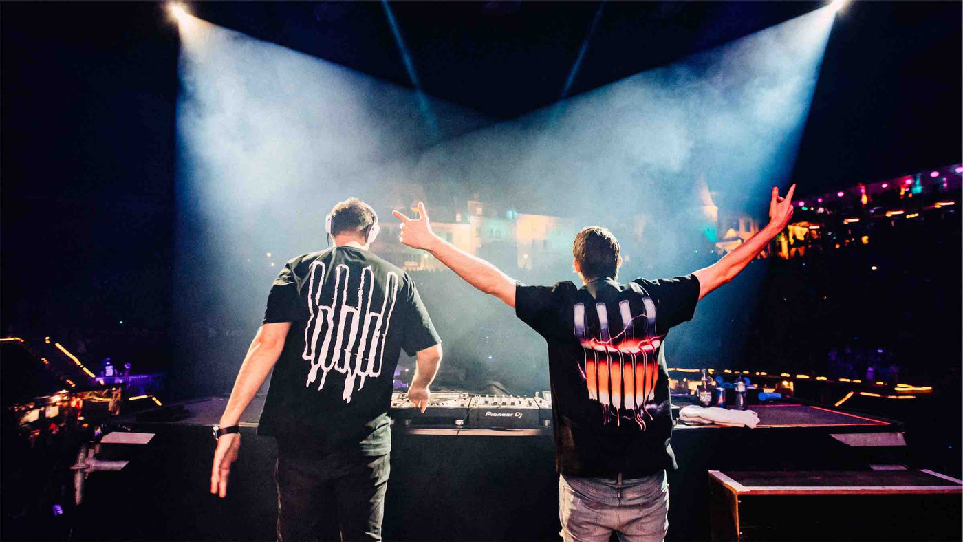 W&W Performing Live wearing Rave Culture RC Distressed T-Shirt and Metal Band T-Shirt