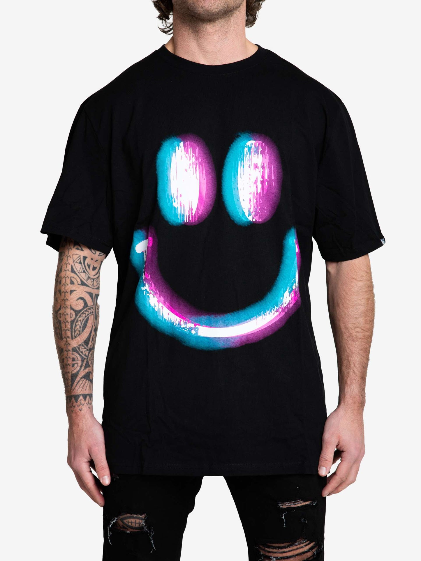 Rave Culture Glow Smiley T-Shirt Front - Rave Culture Shop