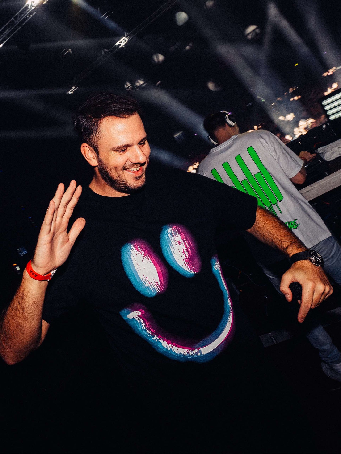W&W wearing the Rave Culture Glow Smiley T-Shirt - Rave Culture Shop